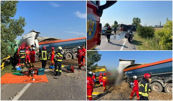 Un tânăr de 35 de ani a murit strivit între două TIR-uri, pe DN1. Repara o pană când a fost lovit de al doilea autotren