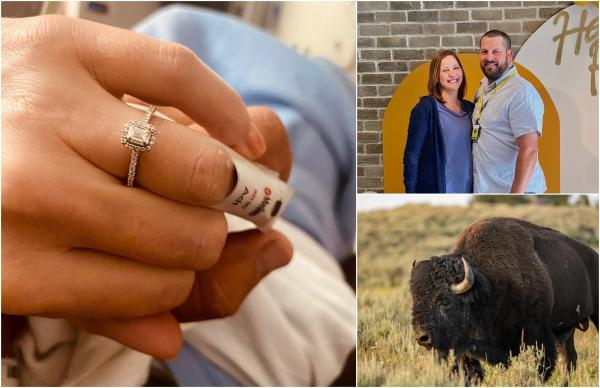 Cerere în căsătorie la urgenţe. O femeie a fost cerută de soţie în spital, după ce propunerea iniţială a fost întreruptă de atacul unui bizon în SUA