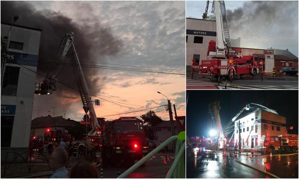 Sediul unui service auto din Satu Mare, mistuit de flăcări. Incendiul s-a răspândit pe o suprafaţă de 1000 de metri pătraţi