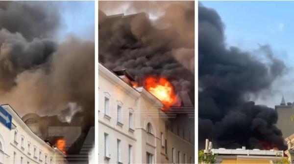 Incendiu puternic în centrul Moscovei, la acoperişul clădirii în care se află restaurantele Puşkin şi Turandot