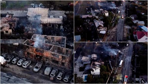 Explozia din Crevedia, imagini din dronă: Cum arată acum locul deflagraţiei. Localnicii nu mai au uşi sau geamuri la case