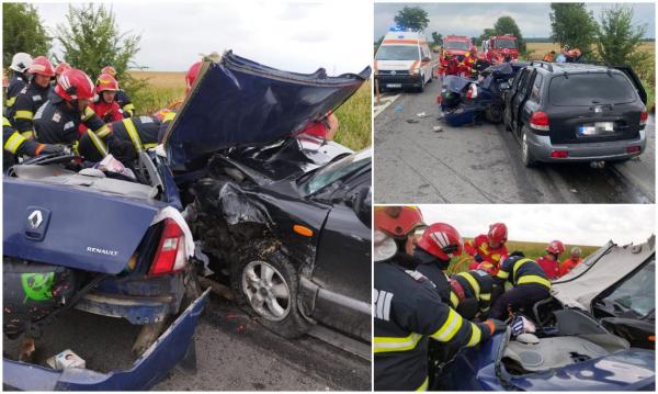 Mașini zdrobite după un accident înfiorător în Ialomița. Un Hyundai și un Renault s-au făcut praf, doi oameni au murit pe loc