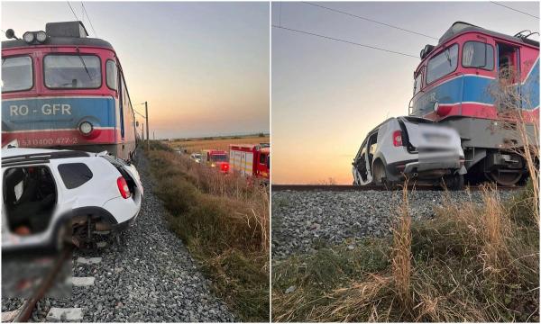 Impact fatal pe șine. 3 oameni, morți pe loc după ce mașina în care se aflau a fost spulberat de un marfar, în Buzău. A 4-a victimă, între viață și moarte
