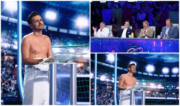 Ciprian Marica, impersonat de George Tănase în spumosul moment „Prosopul”, pe scena iRoast