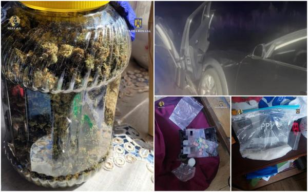Mașină de poliţie, avariată de un suspect într-un dosar de trafic de droguri, la Braşov. Traficanţii vindeau stupefiantele şi cu 4.000 de lei: 7 arestări
