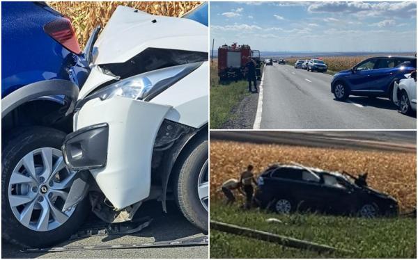 Cinci răniţi, după un accident violent petrecut în Tulcea. Trei maşini au fost implicate, una dintre ele s-a răsturnat în câmp