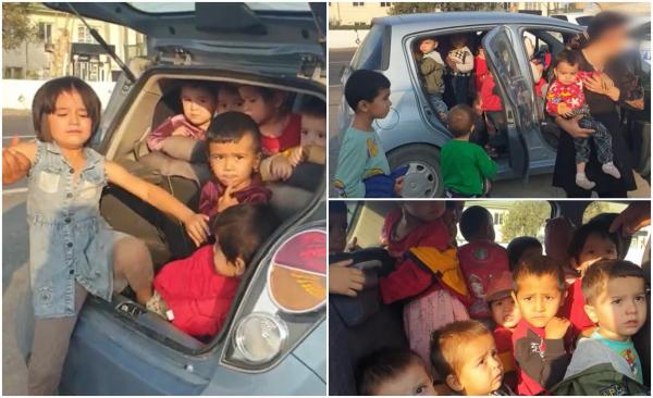 Directoarea unei grădinițe, prinsă cu 25 de copii într-un mic Chevrolet Spark, pe o şosea Uzbekistan. Micuții erau înghesuiți inclusiv în portbagaj