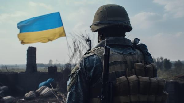 Soldat pe frontul din Ucraina