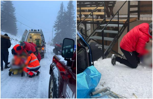 Soţ şi soţie, la un pas de tragedie în concediu la munte. Au cazut cu ATV-ul în gol, într-o parcare suspendată din Rânca