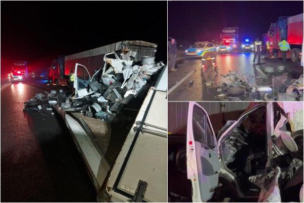 Băiat de 16 ani, mort pe locul din dreapta al unei autoutilitare care s-a izbit într-un un camion oprit. Accident cumplit în Vrancea