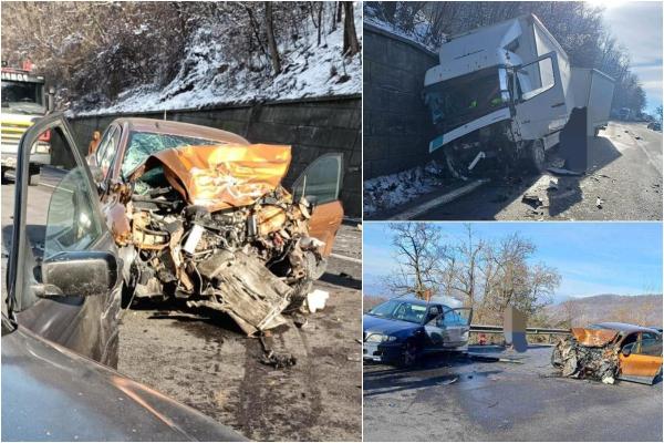 Bărbat grav rănit, după ce două maşini şi un TIR s-au ciocnit pe DN7, în Argeş. Circulaţia între Piteşti şi Râmnicu Vâlcea, blocată