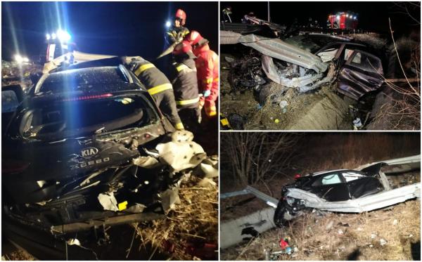 Un tânăr spaniol a murit pe A1, lângă Nădlac, într-o Kia Ceed încolăcită de balustrada metalică