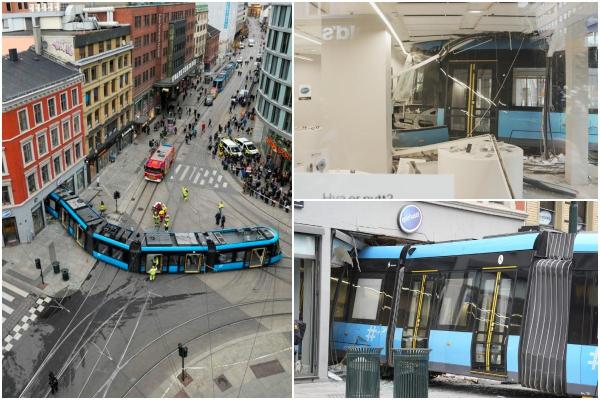 Un tramvai a deraiat şi a intrat în plin într-un magazin din centrul capitalei Norvegiei. Vatmanul şi alţi 3 oameni, răniţi