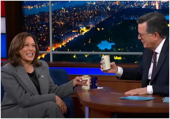 Kamala Harris a băut o bere în direct, în emisiunea "The Late Show with Stephen Colbert". Trump şi Biden nu consumă alcool