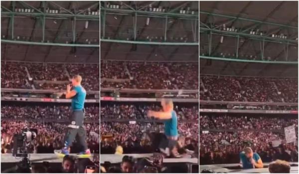 Momentul în care Chris Martin, solistul trupei Coldplay, cade printr-o gaură din scenă, în Australia: "Nu era planificat"