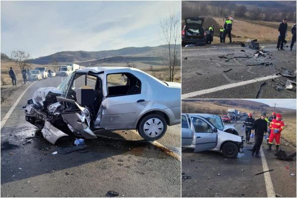 Accident cu 2 morţi şi o persoană inconştientă, pe DN 13 în Brașov. Două maşini s-au făcut praf, după ce una din ele a intrat pe contrasens