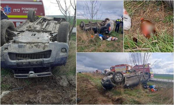 Un bărbat a murit și altul a fost rănit, după ce s-au răsturnat cu mașina pe marginea drumului, pe DN2A. Lângă vehicul au fost găsite două sticle de bere