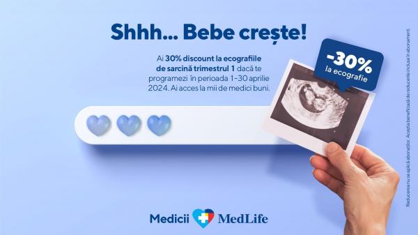 Ecografiile – primele fotografii cu bebelușul tău. MedLife oferă 30% reducere la ecografiile din primul trimestru de sarcină