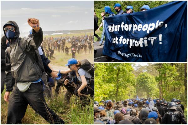 Fabrica Tesla de lângă Berlin, luată cu asalt. Protestatarii se opun extinderii uzinei şi susţin că ar dăuna mediului