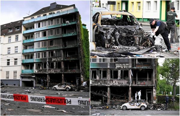 Trei oameni morți și cel puțin 16 răniți, după o explozie masivă la parterul unui bloc din Germania. Flăcările masive au distrus aproape toată clădirea