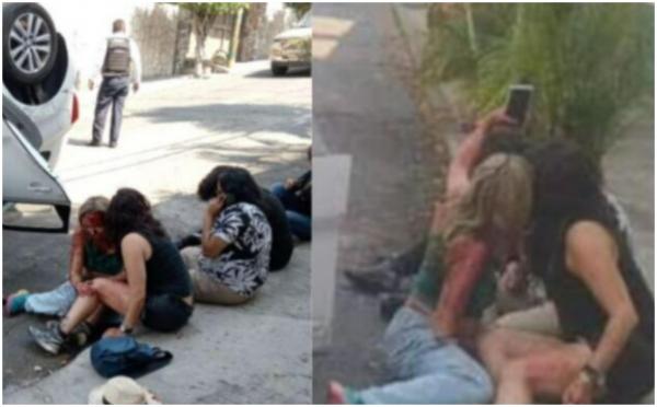 Două tinere şi-au făcut un selfie după ce s-au dat jos pline de sânge dintr-o maşină răsturnată, în Mexic