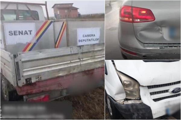 O urnă de vot a cauzat un accident între două maşini pe o şosea din Timiş. Cutia a căzut din camioneta unui bărbat şi s-a oprit pe carosabil