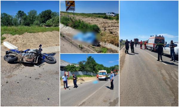 Trei morţi la Şcheia, în Iaşi, după ce un motociclist a izbit un pieton, apoi s-a înfipt într-un cap de pod
