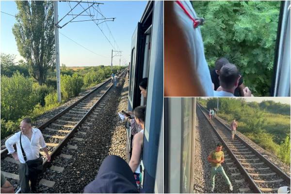 "Se țipă, nu avem aer". Sute de călători, majoritatea copii, blocaţi în câmp după ce un tren s-a defectat în Dâmboviţa. Au fost chemate ambulanţe