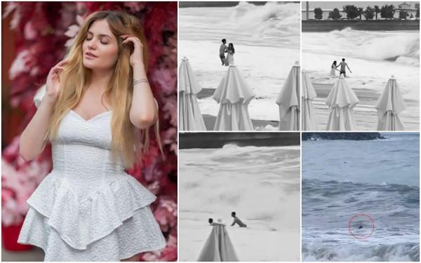 Un ultim sărut. Momentul în care o tânără este trasă de valuri spre moarte, spre disperarea iubitului ei: "Oamenii se uitau cum moare"