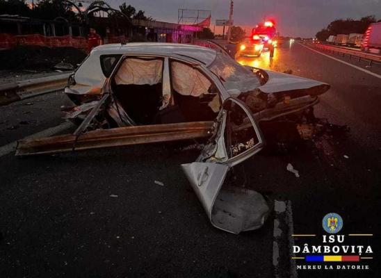 Accident grav pe A1. Un şofer beat de 36 de ani a intrat cu maşina într-un parapet