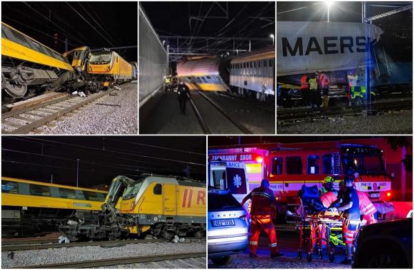 Catastrofă pe șine, în Cehia. Patru morți și zeci de răniți, după ce un tren plin cu călători s-a ciocnit cu un mărfar. Primul vagon, fcut praf în impact