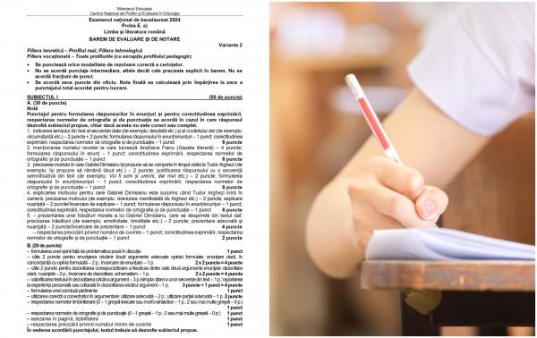 Barem de corectare Bacalaureat 2024 - limba română. Cum se rezolvă subiectele