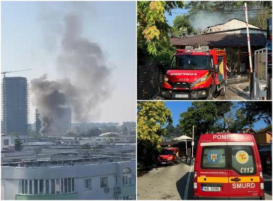 Incendiu în București. Acoperişul unui restaurant din sectorul 1 a fost cuprins de flăcări