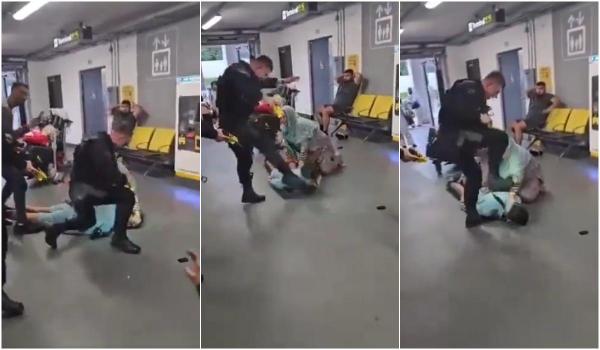 Poliţist, filmat când lovea şi călca pe cap un bărbat întins la pământ, pe aeroportul din Manchester. Imaginile virale au provocat un val de furie