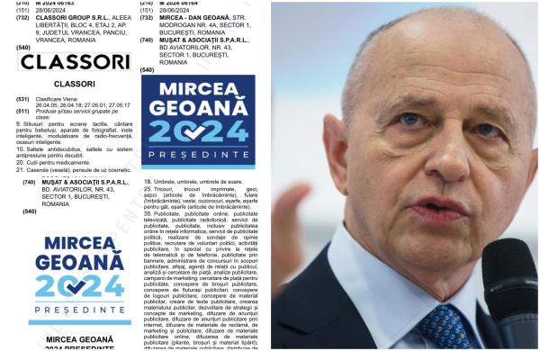 Mircea Geoană a depus cerere la OSIM pentru înregistrarea mărcii "MIRCEA GEOANĂ 2024 PREŞEDINTE"