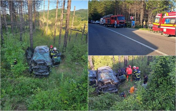 Accident cu 5 răniți, în Vrancea. Au rămas încarcerați în mașina cre a "zburat" de pe șosea. Vehiculul, făcut praf în timpul impactului