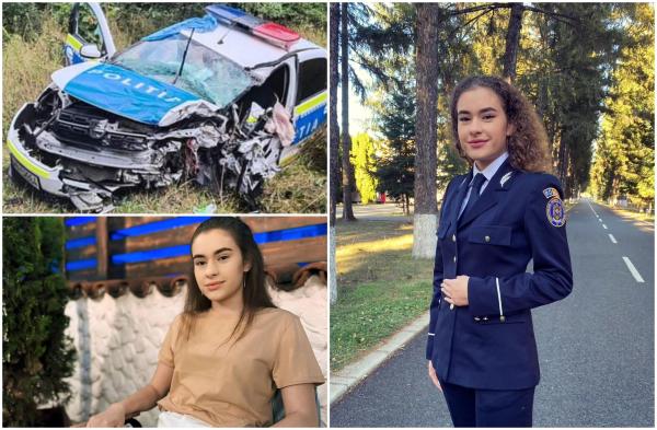 Poliţistă de 21 de ani, moartă într-un accident cumplit pe DN13. Autospeciala în care era, acroşată de remorca unui TIR