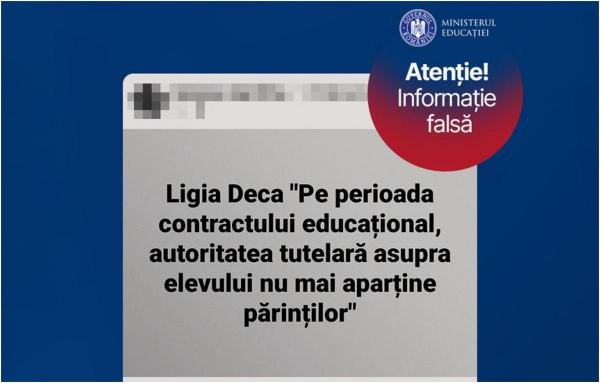 Ministerul Educaţiei atenționează despre un fake-news care circulă pe Facebook