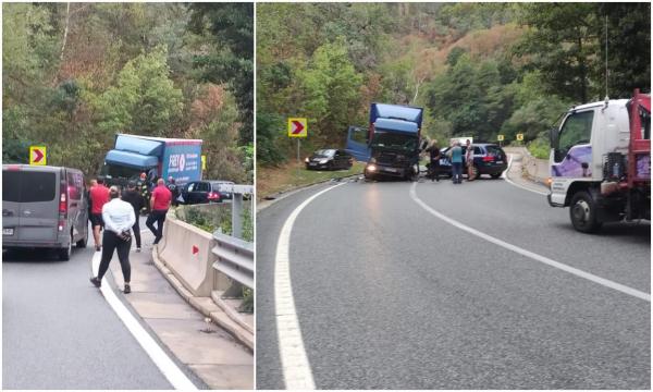 Un şofer beat criţă a blocat Defileul Jiului timp de 2 ore, după ce s-a înfipt cu maşina într-un camion. Avea o alcoolemie de 1.17