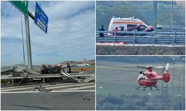 Şofer mort într-un accident cumplit pe autostrada A3. Maşina s-a făcut praf între glisere, la ieşirea spre Ungheni