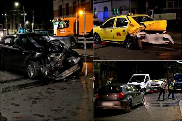 Taxi acroşat de un vehicul, într-o intersecţie din zona Tineretului din Capitală. Un pasager, transportat la spital