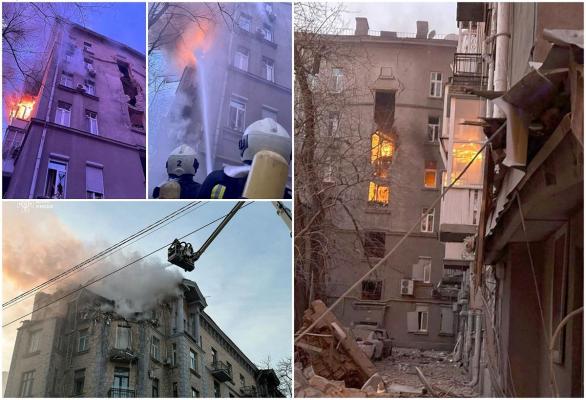 Rusia a bombardat puternic Kievul cu drone, în noaptea de Anul Nou. Cel puțin trei răniți, mai multe clădiri avariate