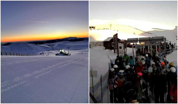 Anul Nou pe pârtia din Sinaia. Sute de turişti au avut parte de o zi perfectă pentru schi sau snowboard