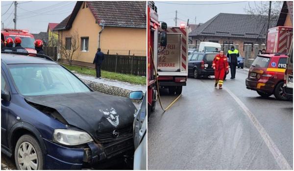 Două maşini s-au ciocnit puternic, circulaţia e blocată