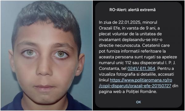 Un băieţel de 9 ani, căutat în municipiul Constanţa