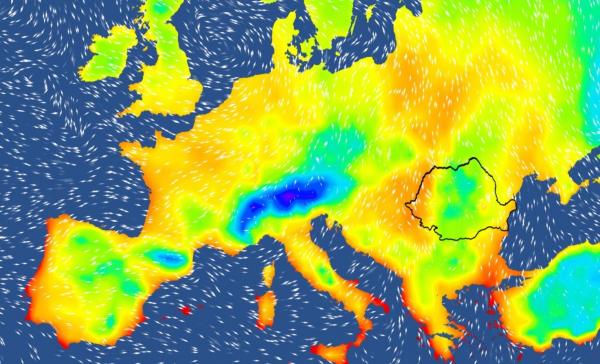 Harta temperaturilor în Europa