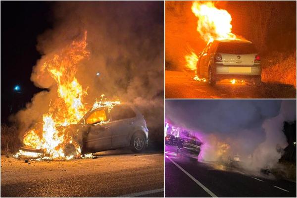 O maşină a luat foc în Iaşi