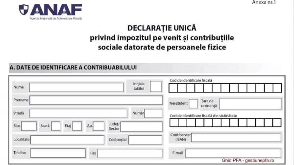 Declaraţia unică 2025 poate fi depusă la ANAF până la sfârşitul lunii mai