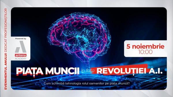Pe 5 noiembrie 2025, Antena Academy și Antena Group organizează prima conferință dedicată modului în care inteligența artificială schimbă piața muncii – un eveniment adresat specialiştilor din HR, leadership și business | Antena 1