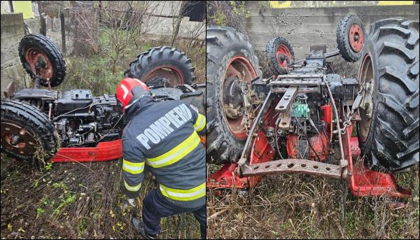 Un bărbat de 41 de ani și-a pierdut viața după ce s-a răsturnat cu tractorul, în Drobeta
